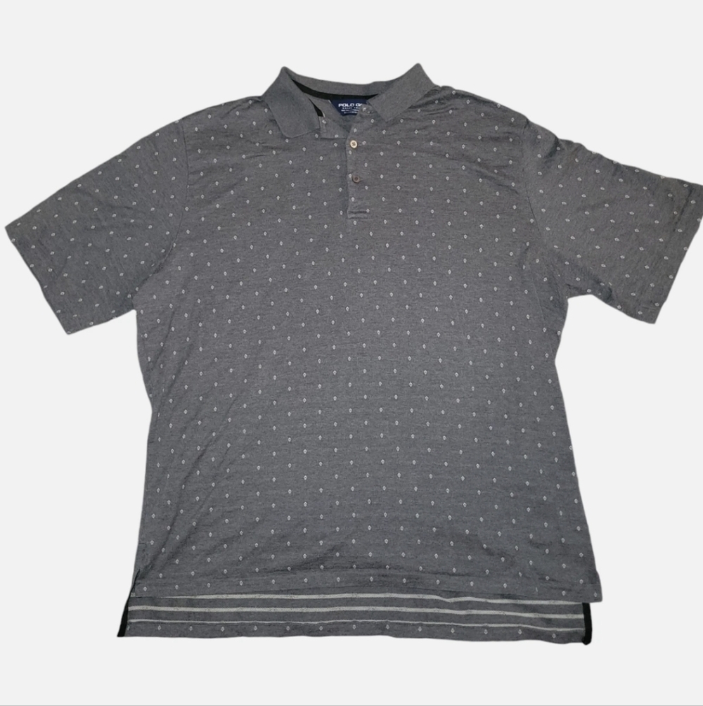 Polo Golf Ralph Lauren Shirt XL Gray Dotted Print Short Sleeve Pima Grey Diamond